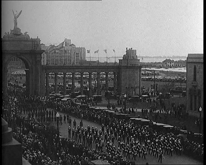 Historic photo from Monday, September 14, 1931 - Veterans on parade through the Princess Gates at the opening of the Ex in CNE